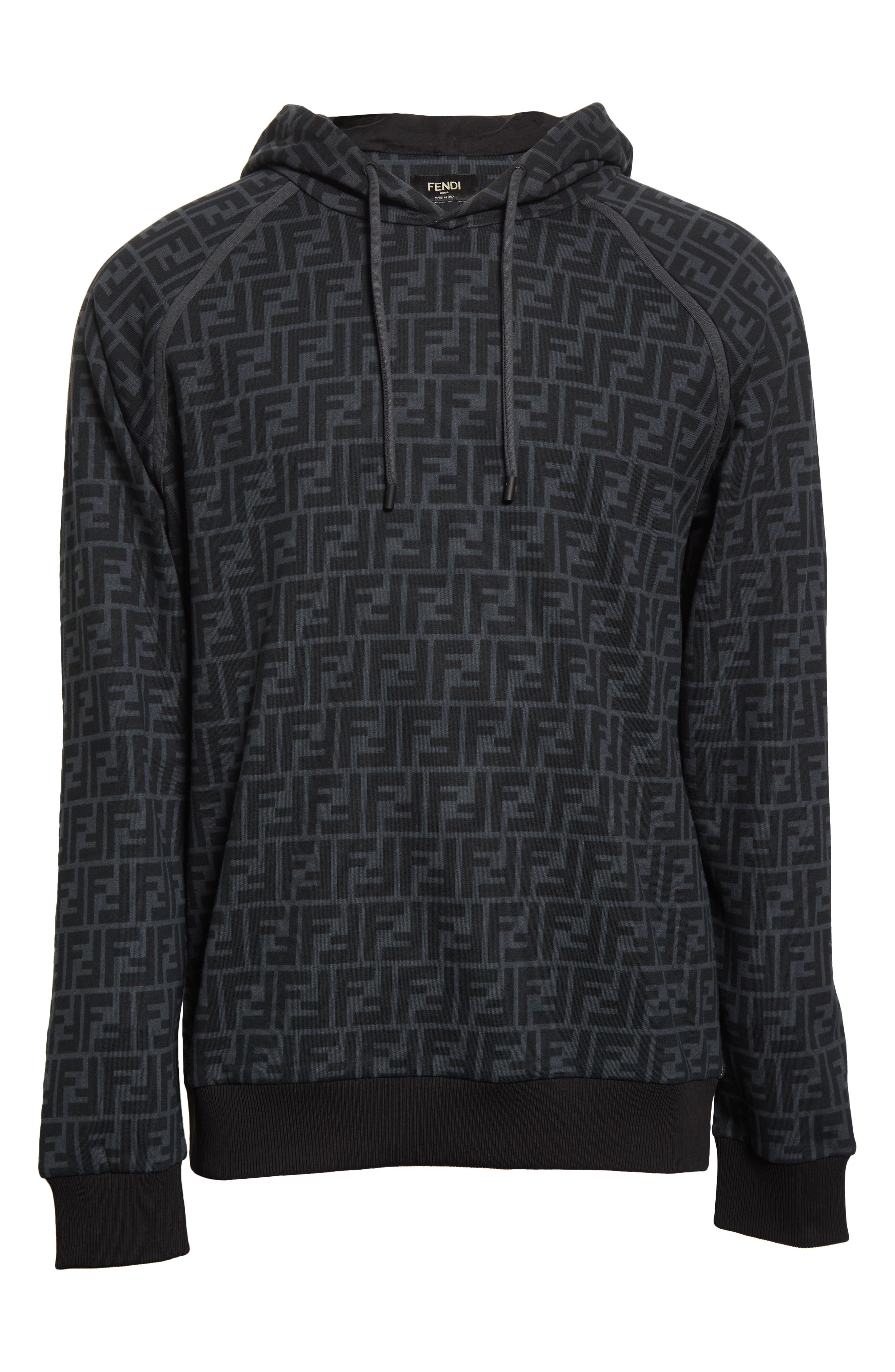 Fendi Men's Zucca Logo Cotton Hoodie - Antracite Nero - Size Small
