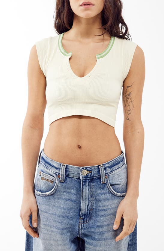 Shop Bdg Urban Outfitters Going For Gold Crop Top In Cream/ Green