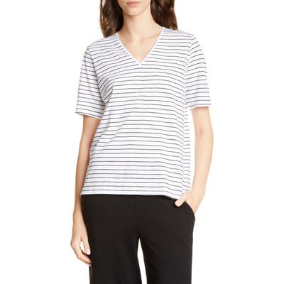 Petite Eileen Fisher V-Neck Top, White