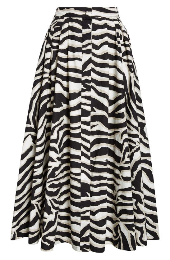 Shop Max Mara Nichols Abstract Stripe Cotton Midi Skirt In White Black