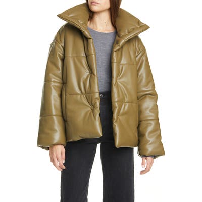 Nanushka Hide Vegan Leather Puffer Jacket, Brown (Nordstrom Exclusive)