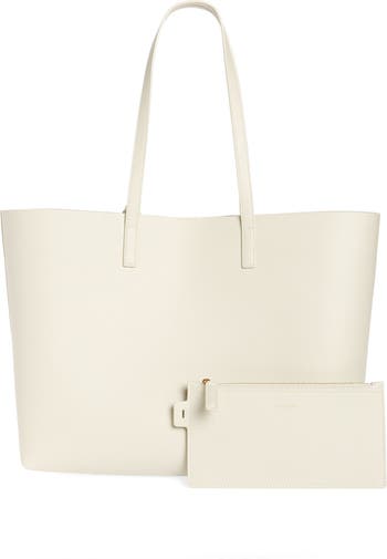 Shopping leather tote Saint Laurent Grey in Leather - 31357988