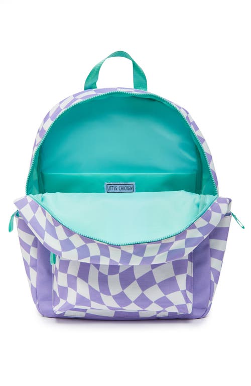 Little Chicken Kids Patched Backpack In Purple Checker