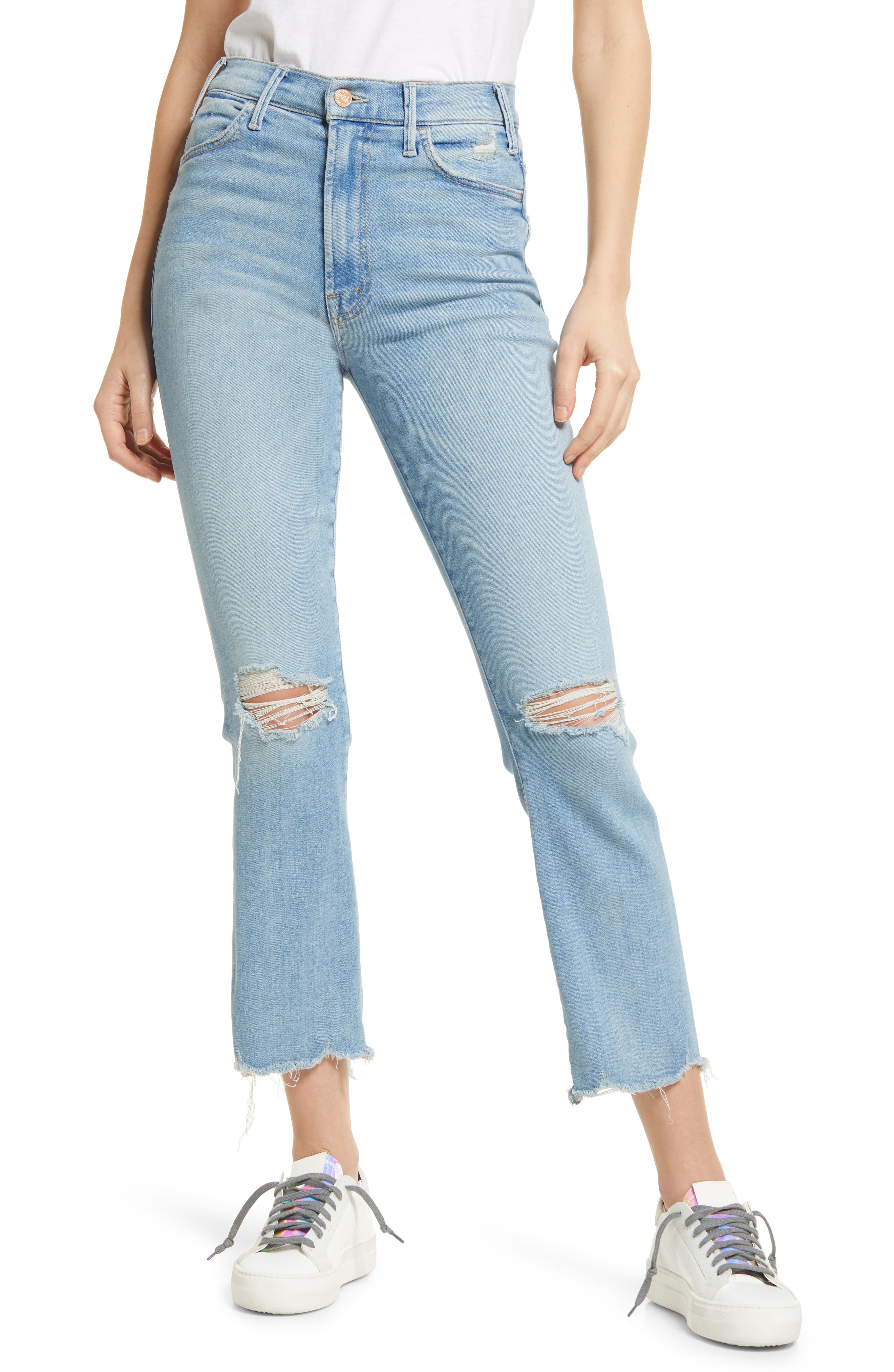 mother distressed skinny jeans