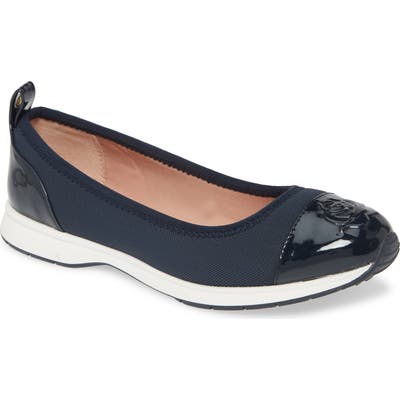 Taryn Rose Bailey Cap Toe Skimmer Flat- Blue