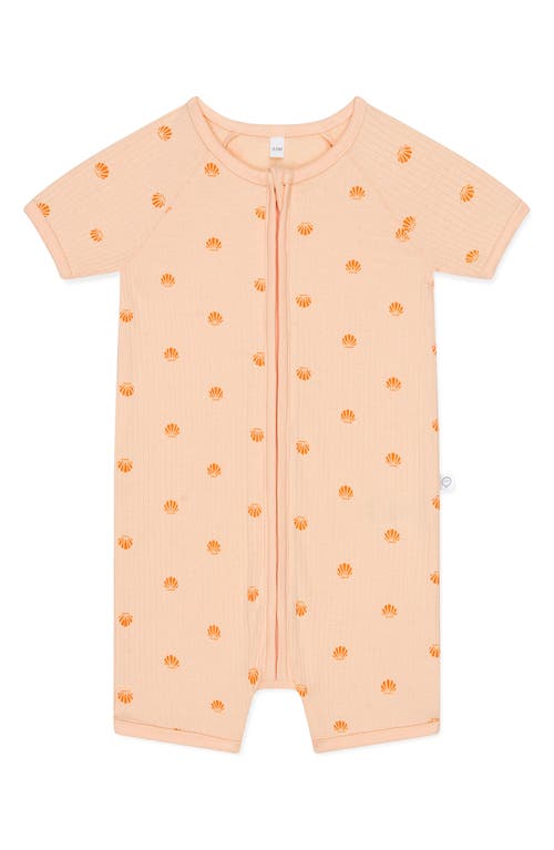 MORI Clever Zip Scallop Print Fitted One-Piece Short Pajamas at Nordstrom, Size 0-3M