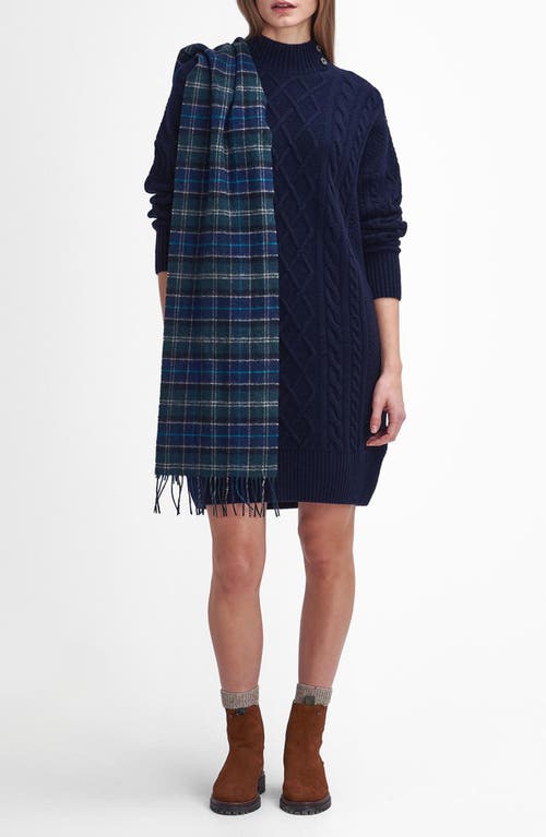 Shop Barbour Clarence Long Sleeve Mixed Cable Wool Blend Sweater Dress In Navy Blue