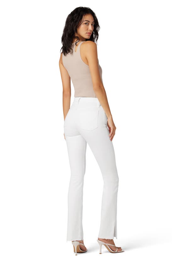 Hudson Barbara Split Raw Hem High Waist Baby Bootcut Jeans In White
