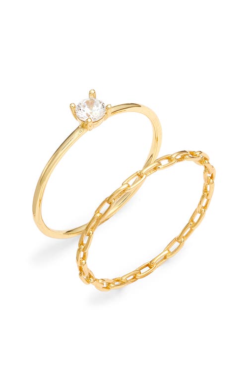 Argento Vivo Sterling Silver Set of Two Rings in Gold