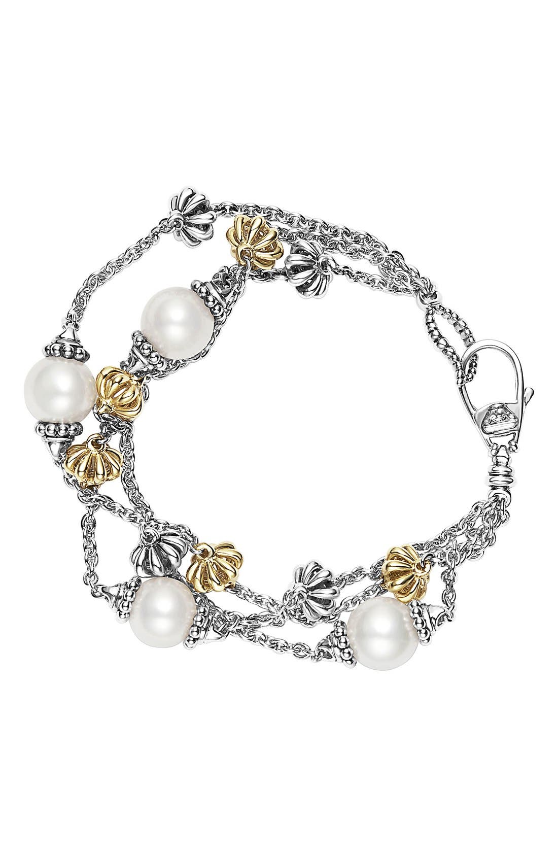 LAGOS 'Luna' Pearl ThreeStrand Line Bracelet Nordstrom