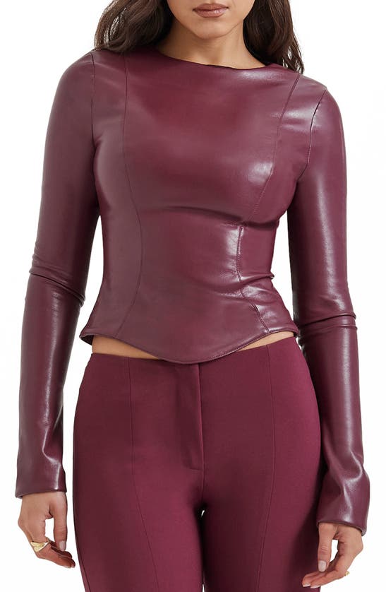 Shop House Of Cb Mylah Faux Leather Top In Windsor Wine