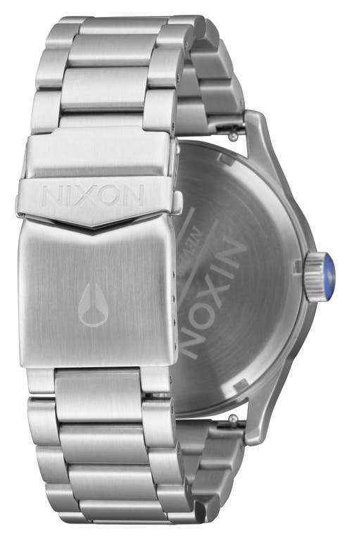 Shop Nixon Sentry Bracelet Watch, 42mm In Silver/cobalt