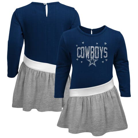 Dallas Cowboys Girls Preschool Heart to Heart Jersey Dress - Navy/Heather  Gray