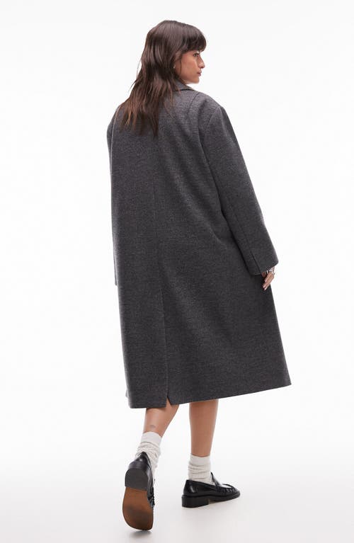 Shop Topshop Oversize Double Breasted Coat In Grey