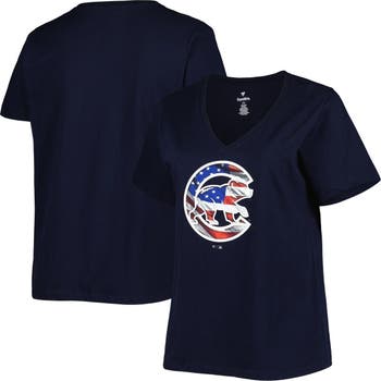 PROFILE Women's Navy Chicago Cubs Plus Size Americana V-Neck T-Shirt