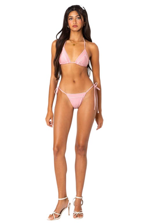 Shop Edikted Contrast Dot Triangle Bikini Top In Pink