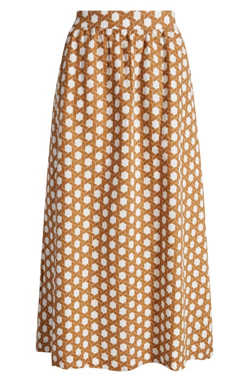 Shop Boden Florence Geo Print Linen Skirt In Rubber, Honeycomb Geo