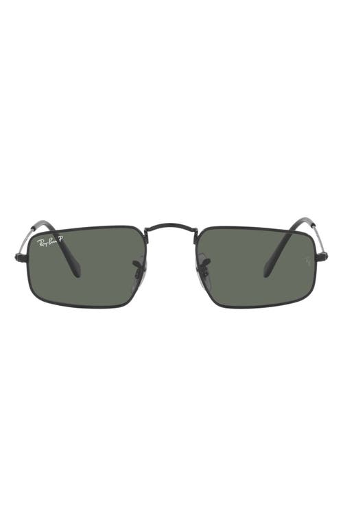 Ray Ban Ray-ban 49mm Rectangular Sunglasses In Black/polarized Green