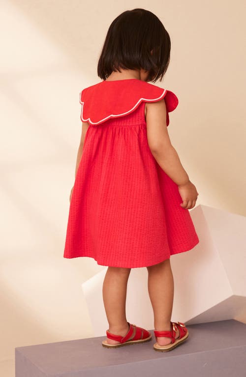 Shop Next Kids' Embroidered Collar Cotton Dress In Red