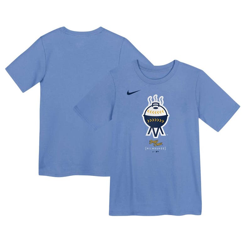 Shop Nike Preschool  Powder Blue Milwaukee Brewers City Connect Large Logo T-shirt