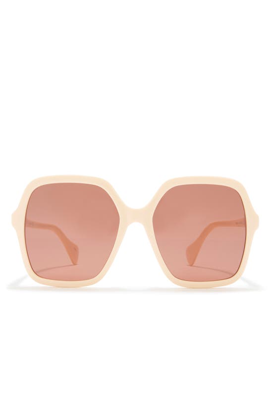 Gucci 56mm Rectangular Sunglasses In Ivory