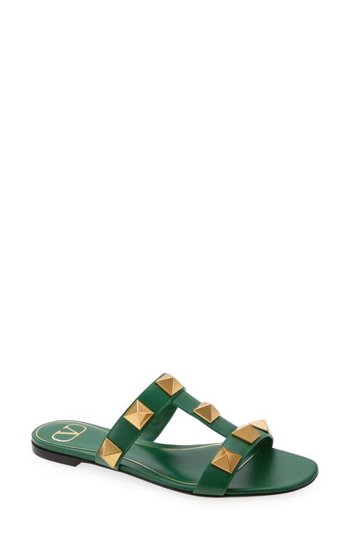 Valentino Garavani Valentino Roman Stud Slide Sandal in Brilliant Green
