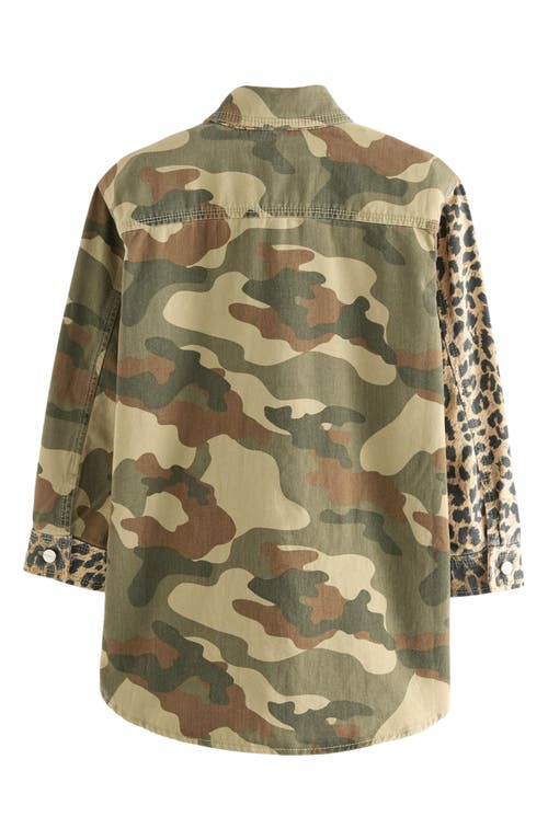 Shop Allsaints Sm By  Kids' Leopard & Camo Print Denim Shacket In Black