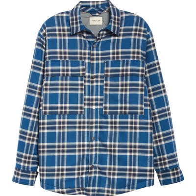 Fear Of God Oversize Plaid Snap-Up Flannel Shirt Jacket, Blue (Nordstrom Exclusive)