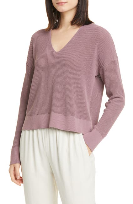 Image of Eileen Fisher Boxy V-Neck Pullover