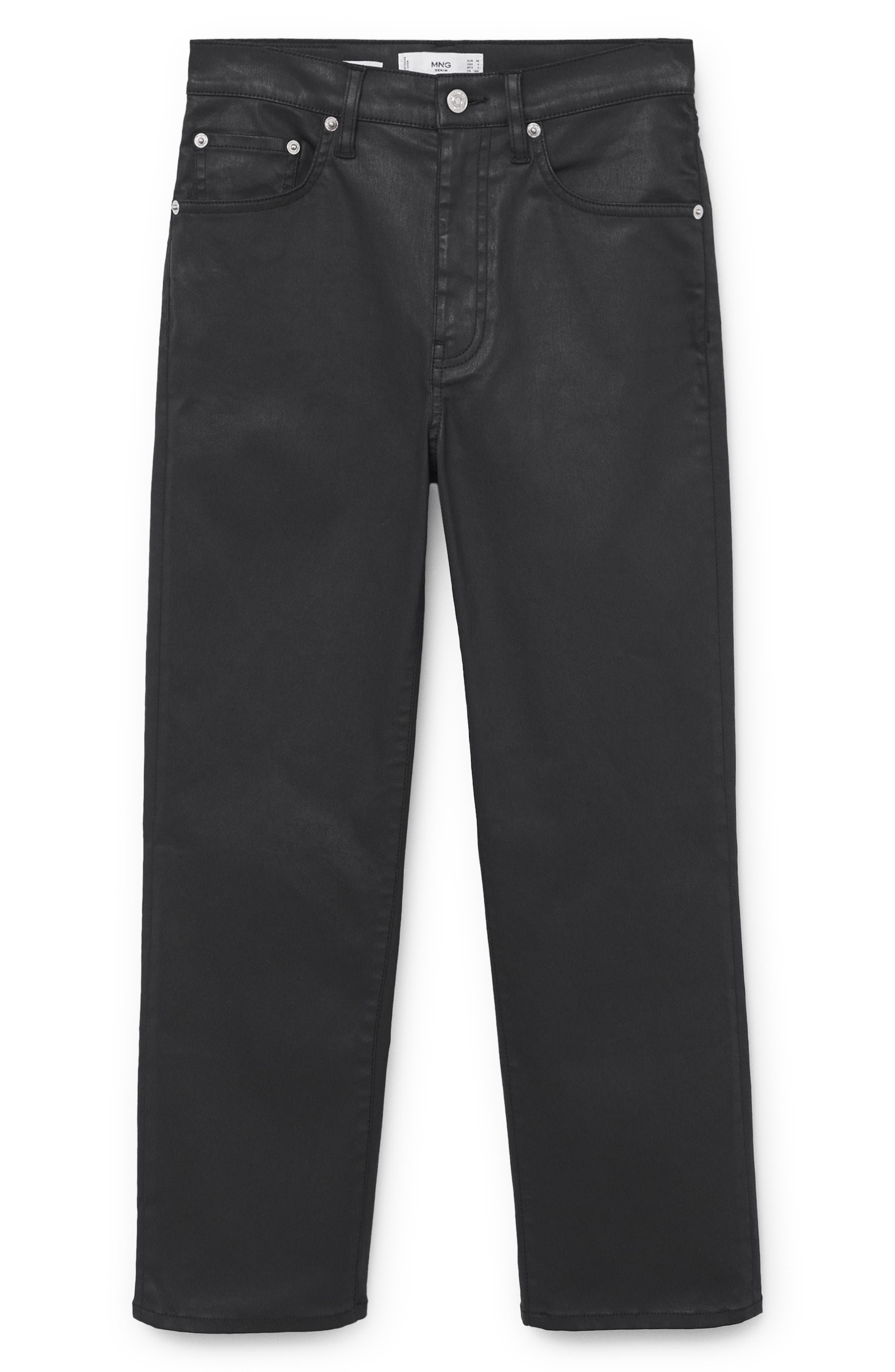 MANGO Committed Collection Waxed Ankle Straight Leg Jeans | Nordstrom