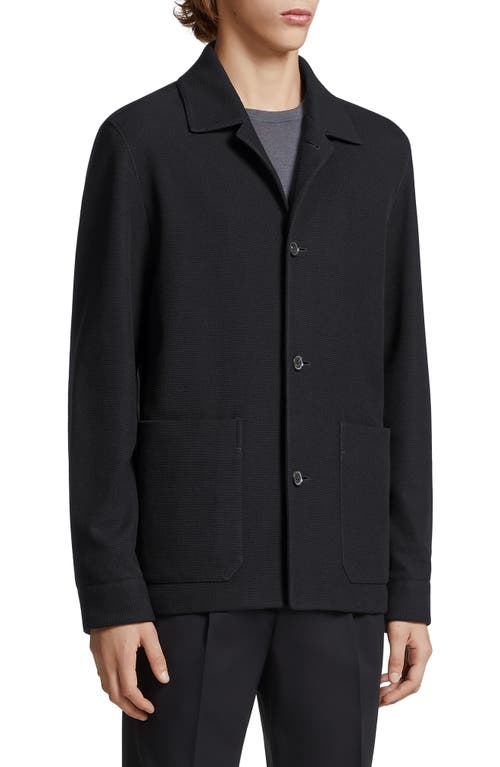 ZEGNA Jerseywear Wool & Silk Chore Jacket Black at Nordstrom, Us