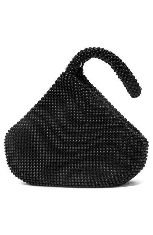 Jessica Mcclintock Staci Beaded Mesh Wristlet In 08n Black