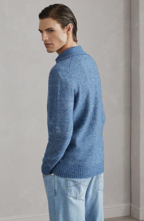 Shop Brunello Cucinelli Knop Yarn Knit Polo In Azure