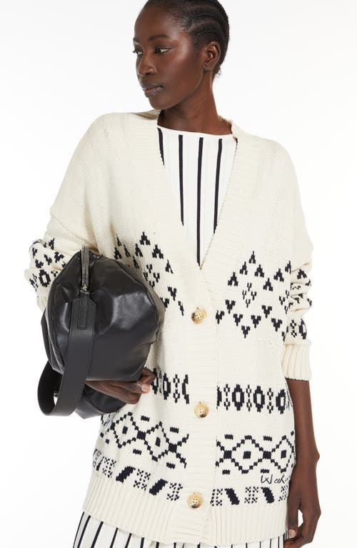 Shop Max Mara Acacia Fair Isle Longline Cardigan In Black/ivory