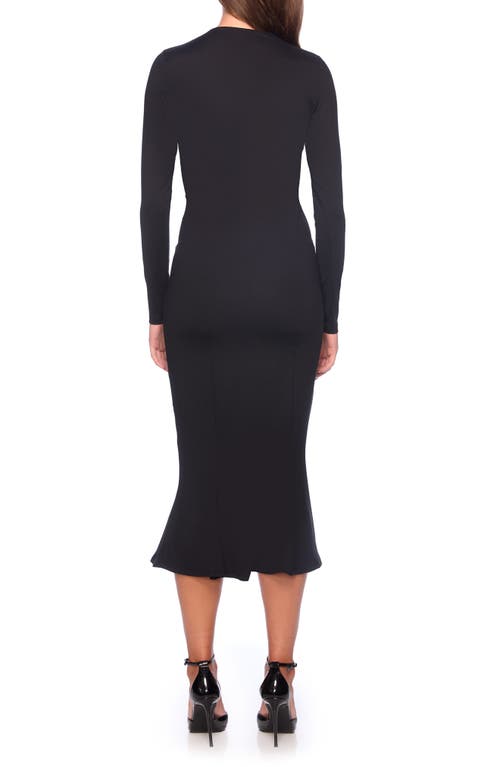 Shop Susana Monaco Crew Long Sleeve Midi Dress In Black