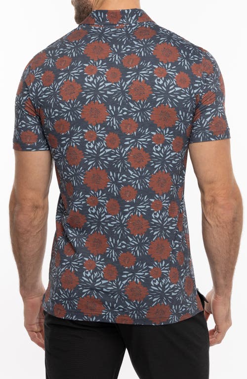 Travismathew The Heater Scenic Pass Floral Golf Polo In Total Eclipse