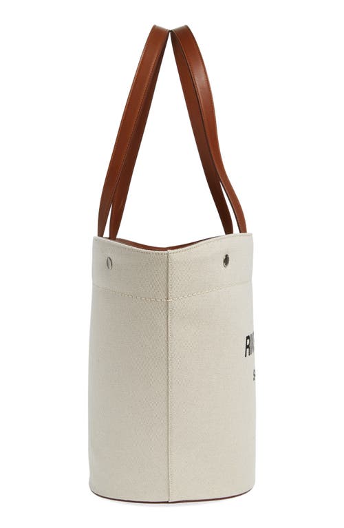 Shop Saint Laurent Rive Gauche Canvas Tote In Greggio/nero/brick