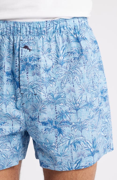 Shop Tommy Bahama Cotton Pajama Shorts In Blue Palm Print