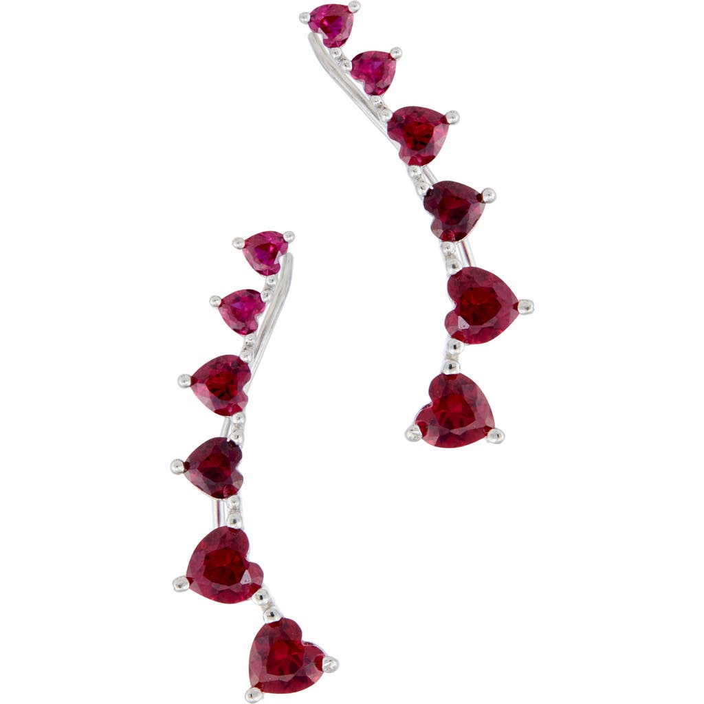 Shop Savvy Cie Jewels Heart Ear Crawlers In Red/silver
