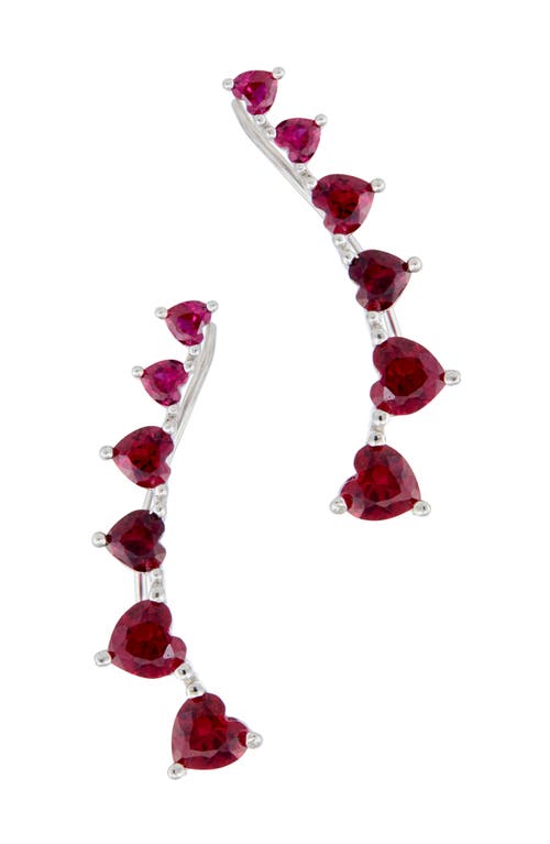 Shop Savvy Cie Jewels Heart Ear Crawlers In Red/silver