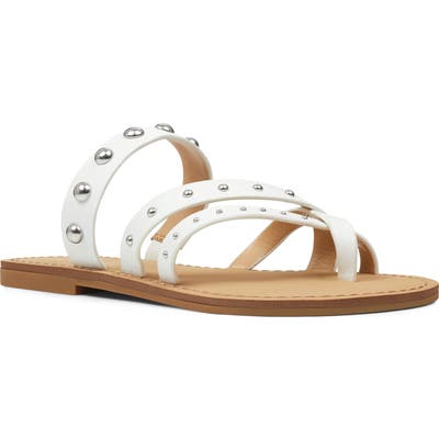 Nine West Clara Studded Toe Loop Sandal, White