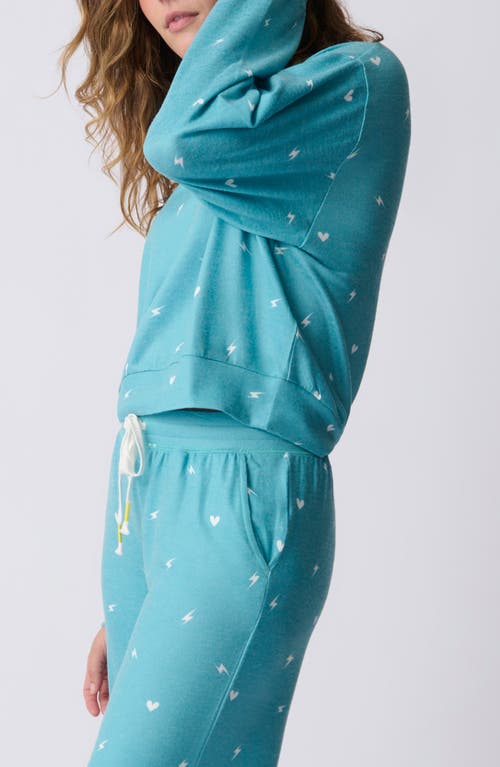 Shop Pj Salvage Electric Vibes Sweatshirt Pajama Top In Blue Sage