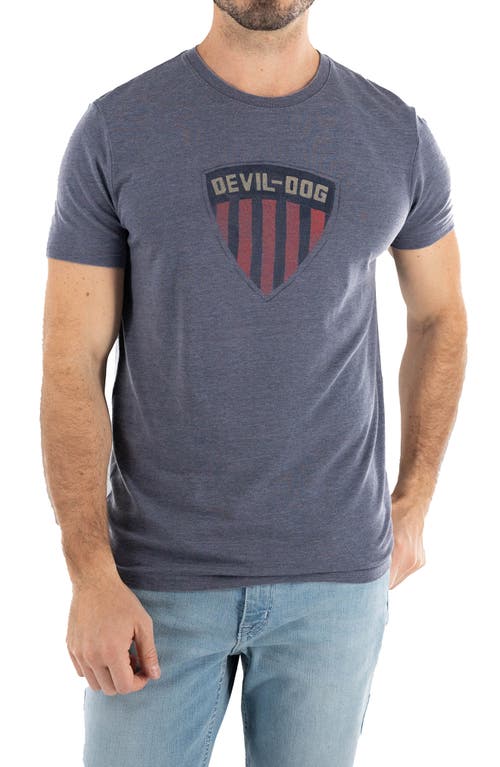 Devil-Dog Dungarees Shield Graphic T-Shirt in Heather Navy