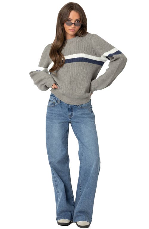 Edikted Stripe Oversize Sweater In Gray-melange