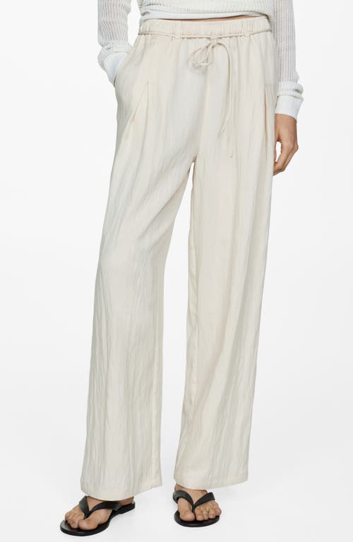 Shop Mango Pull-on Relaxed Straight Leg Pants In Ecru