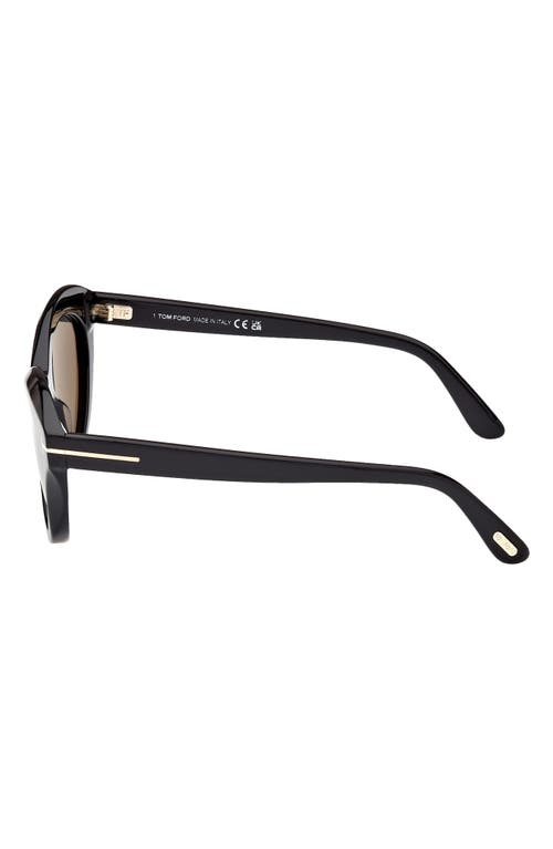 Tom Ford Toni 55mm Polarized Oval Sunglasses In Shiny Black/smoke