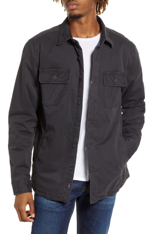 CPO Blanket Lined Stretch Organic Cotton Shirt Jacket in Washed Black
