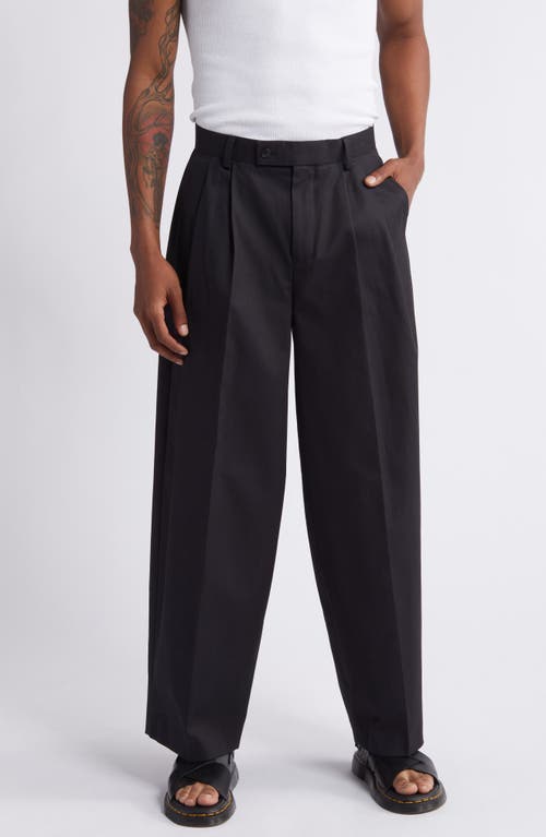 Cotton Wide Leg Trousers in Black