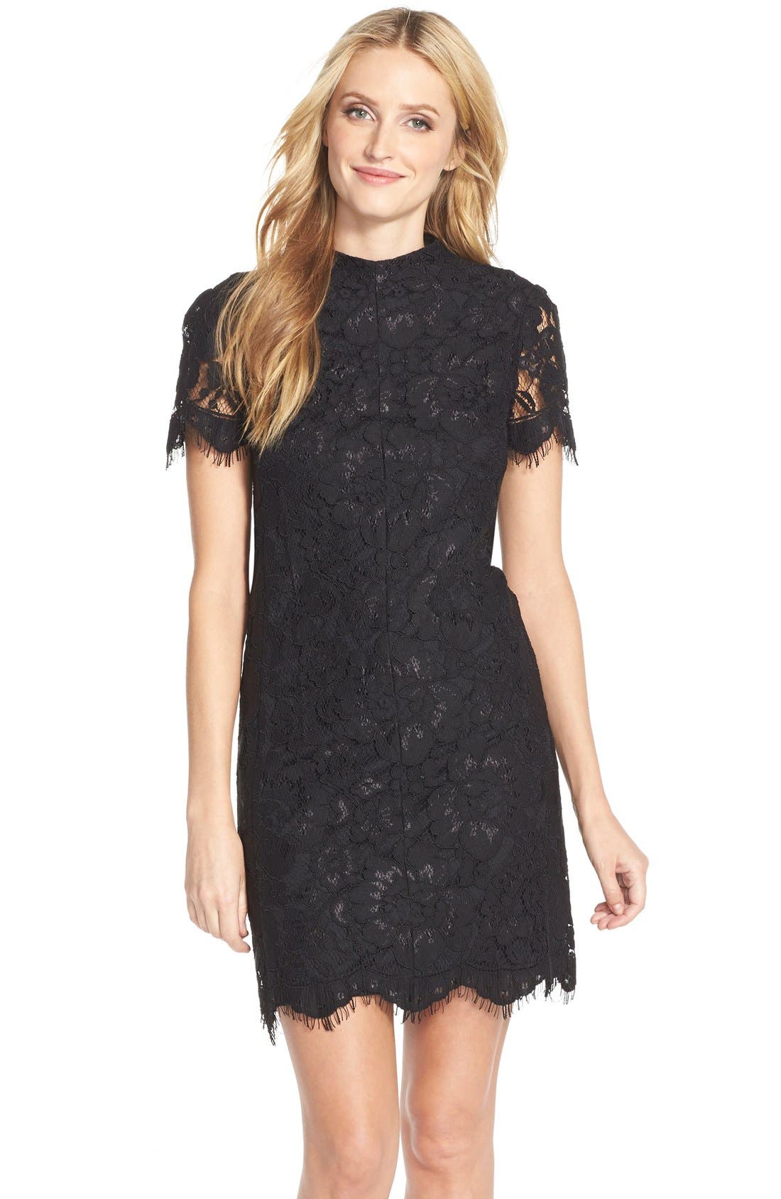 betsey johnson mock neck lace dress