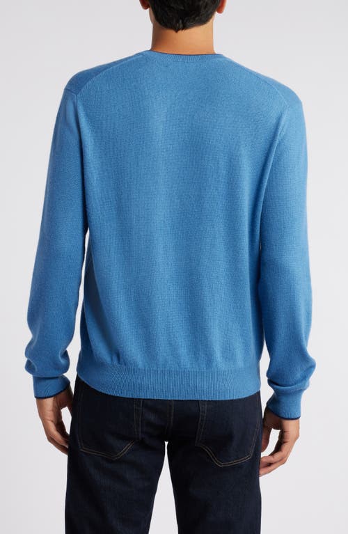 Lorenzo Uomo Tipped Merino Wool Sweater In Steel Blue